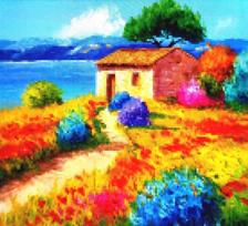 Deimantinės mozaikos rinkinys 20x20cm NAMAS TARP GĖLIŲ, HI STONE