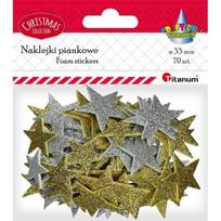 Dekoracija iš putgumės "Lipnios žvaigždės" 70vnt. 33mm aukso ir sidabro sp. TITANUM