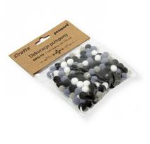Dekoracija pomponai DPO-10 BALTI/PILKI/JUODI MIX 120vnt./1cm, PENWORD