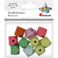 Dekoracija rankdarbiams Kaladėlės - karoliukai medinės 10vnt. 15x15mm TITANUM