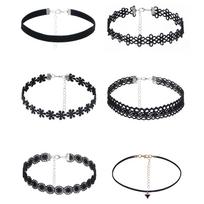 SuperLove Sexy Velvet Choker Set Black 6pcs