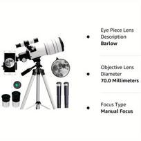 Profesionalus astronominis teleskopas 70mm, Prabangus rinkinys (teleskopas + žvaigždžių teleskopas + apžvalgos teleskopas)