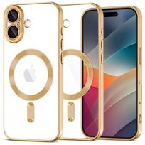 Skaidrus dėklas su satino auksinėmis detalėmis "Tech-Protect Magflex Magsafe" telefonui Apple iPhone 17