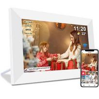 Skaitmeninis nuotraukų rėmelis „Frameo“ 10,1 colio „WiFi“ skaitmeninis nuotraukų rėmelis 1280 * 800 IPS HD debesies išmanusis skaitmeninis nuotraukų rėmelis, 64GB saugykla, montuojamas ant sienos, Beige;EU Plug