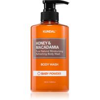 KUNDAL Honey & Macadamia Baby Powder šilkinės konsistencijos dušo želė drėkinamojo poveikio 500 ml