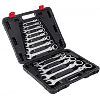 Vartomų raktų su terkšle komplektas, 13d., 8-32mm, Cr-V