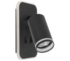 LED sieninis taškinis šviestuvas PIPE 1xGU10/10W/230V + LED/6W juodas