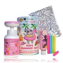 HiSkin Kids Summer Pink rinkinys vaikams (putos + pieštukai + spalvinimo knygelė + kūno prausiklis) - 1 vnt.
