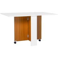 Sulankstomas valgomasis stalas su ratukais - baltas 120 x 80 x 73 / 80 x 67,5 x 73cm