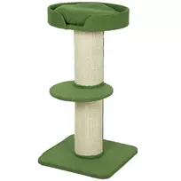 PawHut Katės medis 91cm Žaidimų medis su katės lova, platforma avikailis Žalias