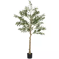 HOMCOM Dirbtinė alyvuogių medelė, 150 cm, 720 lapų, 40 alyvuogių, stabilus vazonas, dekoratyvinis augalas, žalias