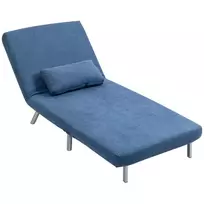 HOMCOM minkštas fotelis su miegamo funkcija, 2-in-1 dizainas, miegamasis fotelis, svečių lova, medžiaginis užvalkalas, su pagalvėle, mėlynas