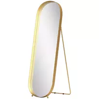 HOMCOM viso veidrodis 160 x 50 cm, išlenktas pastatomas veidrodis su metaliniu rėmu ir nedūžtančiu stiklu, sieninis veidrodis, skirtas statyti, atremti, veidrodis svetainei, miegamajam, prieškambariui, aukso spalvos