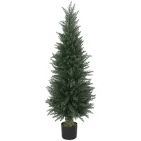 HOMCOM Dirbtinis kiparisas didelis 120 cm, dirbtinis augalas vazone, atsparus UV spinduliams, tikroviškai atrodantis, dekoracija svetainei, miegamajam, biurui, balkonui