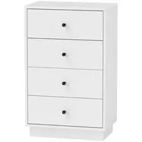 HOMCOM Komoda Komoda su 4 stalčiais Spintelė pagaminta iš medžio medžiagos Modernaus stiliaus spintelė Stalčių spintelė Komoda gyvenamajam kambariui Miegamasis Prieškambaris 47 x 29 x 75 cm Balta