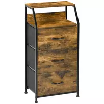 Spintelė su 3 medžiaginiais stalčiais, Rustic ruda 44 x 29 x 92 cm