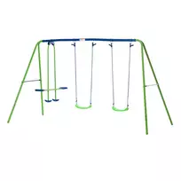 "Outsunny" sūpynės 3 sūpuoklių komplektai su 2 sūpynėmis ir veidas į veidą Matmenys 2,8L x 1,4W x 1,78H m Epoksidinis metalas Antikorozinė PE Žalia Mėlyna