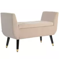 Prabangus minkštas suolas su daiktadėže, Smėlio spalvos 107 x 42 x 65 cm