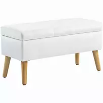 Minkštas suolas su daiktadėže, 102 x 35 x 43 cm Baltas