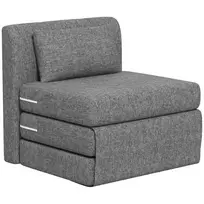 Grindų fotelis "2-in-1" sulankstoma sofa-lova su lino išvaizda, minkštas grindų fotelis iki 240 kg, pilka