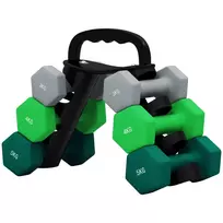 6 svarmenų rinkinys 2 x 3 kg, 2 x 4 kg, 2 x 5 kg, su stovu