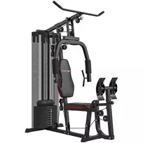 Daugiafunkcinis treniruoklis su lat pull-down ir butterfly baru, kojų presas, su 45 kg