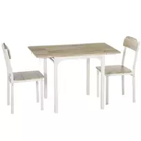 Valgomojo stalo komplektas su 2 kėdėmis, sulankstomas stalviršis 120 x 60 x 75 cm
