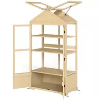 Medinis mini šiltnamis su 4 lygiais ir stoglangiu 100 x 56,5 x 178 cm