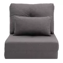 Grindų fotelis 2-in-1, sulankstoma lova su reguliuojamu atlošu, pilka 180x60x19 cm