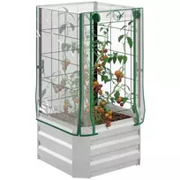 Pakeliamos lysvės rinkinys, dėžė su plastikiniu dangčiu ir grotelėmis vijokliniams augalams, 53x53x90cm