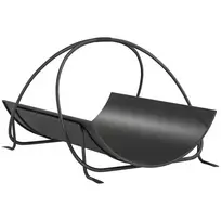 Outsunny Krosnelė malkoms vidiniam naudojimui 51 x 38 x 33cm geometrinė malkinė su metaline rankena, juoda