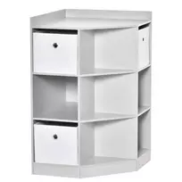 HOMCOM vaikų kampinė lentyna su 3 daiktadėžėmis, žaislų laikymo vieta vaikų kambariui, skirta 3–12 metų vaikams, pilka, 57,4 x 57,4 x 94 cm
