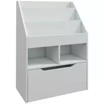 HOMCOM vaikiška knygų lentyna su stalčiumi, 3 atviromis ir 2 uždaromis lentynomis, daiktadėžė vaikų kambariui, žaidimų kambariui, pilka, 60 x 29,9 x 90 cm