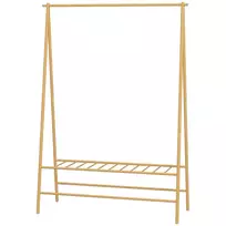 Drabužių stovas iš bambuko su lentynomis ir kabliukais 116 x 43,5 x 160 cm