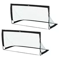 Futbolo vartai 2 sulankstomų mini vartų rinkinys, 186x90x89 cm