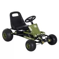 HOMCOM Go Kart vaikiškas pedalinis automobilis su rankiniu stabdžiu, nuo 3 metų, žalias, 99x65x56cm