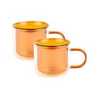 Dvigubo stiklo cappuccino stiklinė su ąsele CHiATO, 2 x 250 ml