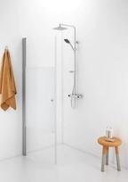 Pusapvalė dušo sienelė IDO Showerama 10-41 700, dalinai matinis stiklas