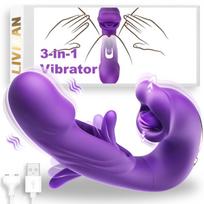 3in1 klitorio, G taško ir analinis vibratorius LIVMAN LY-002 su liežuvėliu, 5 vibruojančiais ir 5 kramtomaisiais režimais