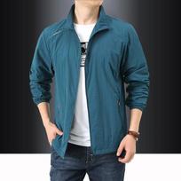 Men's Summer Stand Collar Sun Protection Windbreaker - Breathable, Hoodless, Outdoor Sports Jacket 3XL džinsinio mėlyna spalva