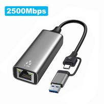 2500Mbps eterneto adapteris USB 3.0 tipo C tinklo plokštė 2,5G eterneto Gigabit adapteris Lan Card Hub, skirtas MacBook iPad Win 7/8/10/11 2500mbps