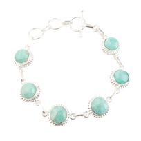 Natural Amazonite Gemstone 925Sterling Silver Jewelry Boho Bracelet Formal Gift RB-9-25