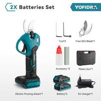 Yofidra 21V bešepetėlis elektrinis genėjimo žirklės Skaitmeninis ekranas Belaidis Vaisių medžio Bonsai genėjimas 2 Pavaros Elektrinės žirklės Makita akumuliatoriui 2xbattery