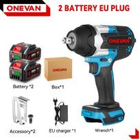 ONEVAN sukimo momento bešepetėlinis elektrinis smūginis veržliasukis 1/2 colio Atsuktuvas Akumuliatorinis veržliasukis Įrankiai Makita 18V akumuliatoriui 2 Battery Set