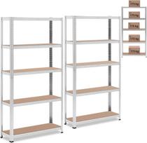 MSW Metalinis sandėliavimo stelažas 5 lentynos 875 kg 90 x 30 x 180 cm pilkos spalvos 2 vnt.