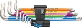 Wera - 05022699001 Allen raktų rinkinys, 3950/9 Hex-Plus Multicolour HF Stainless 1, metrinis, nerūdijančio plieno, su laikymo funkcija, 9 dalių