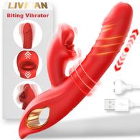 Klitorio stimuliatorius, G taško ir analinis vibratorius LIVMAN MY-0398 su 10 vibracijos, 5 teleskopiniais ir 5 kramtymo režimais