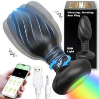 Vibruojantis ir besisukantis 9 režimų analinis kaištis - vibratorius LIVMAN MJ-210 su RGB apšvietimu ir Love Spouse programėlės valdymu