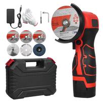 Akumuliatorinis kampinis šlifuoklis 7000 RPM elektrinis šlifavimo įrankis mini šlifuoklis su 1 vnt 16,8 V 2000 mAh baterija EU Plug & 6 Blades raudona
