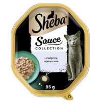 SHEBA Sauce Collection dėklas 85g - drėgnas visavertis maistas suaugusioms katėms, pjaustytas su veršiena, padaže
